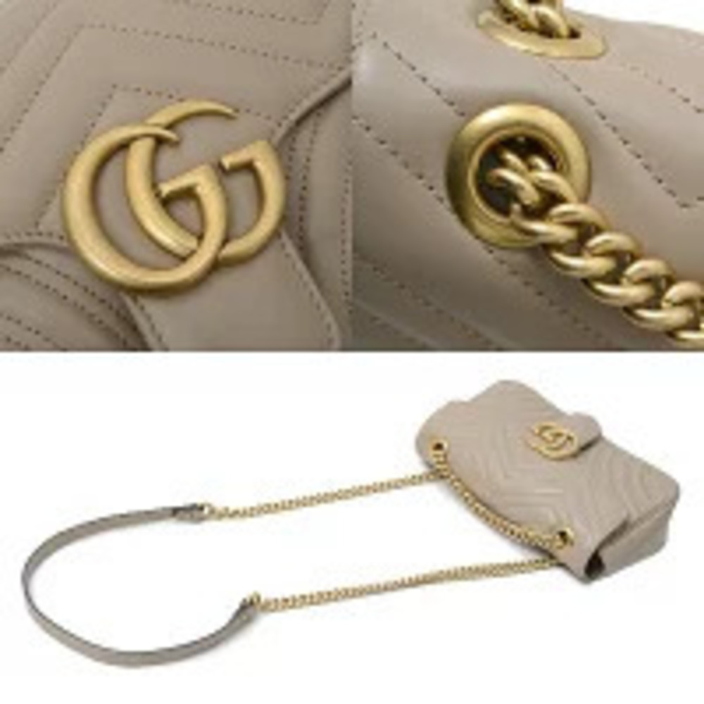 Gucci Chain Shoulder Bag GG Marmont Leather Beige - Picture 4 of 10